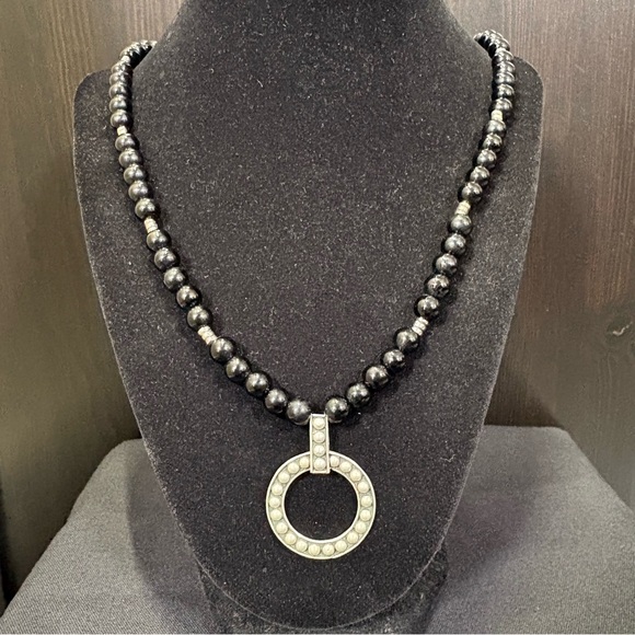 Jewelry - 925 Sterling Silver & Black Onyx Beaded Necklace